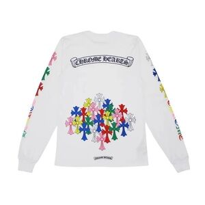 Chrome Hearts multicolored script cross long-sleeve in White.